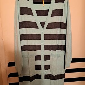 Lole Black and Mint Striped Cardigan
